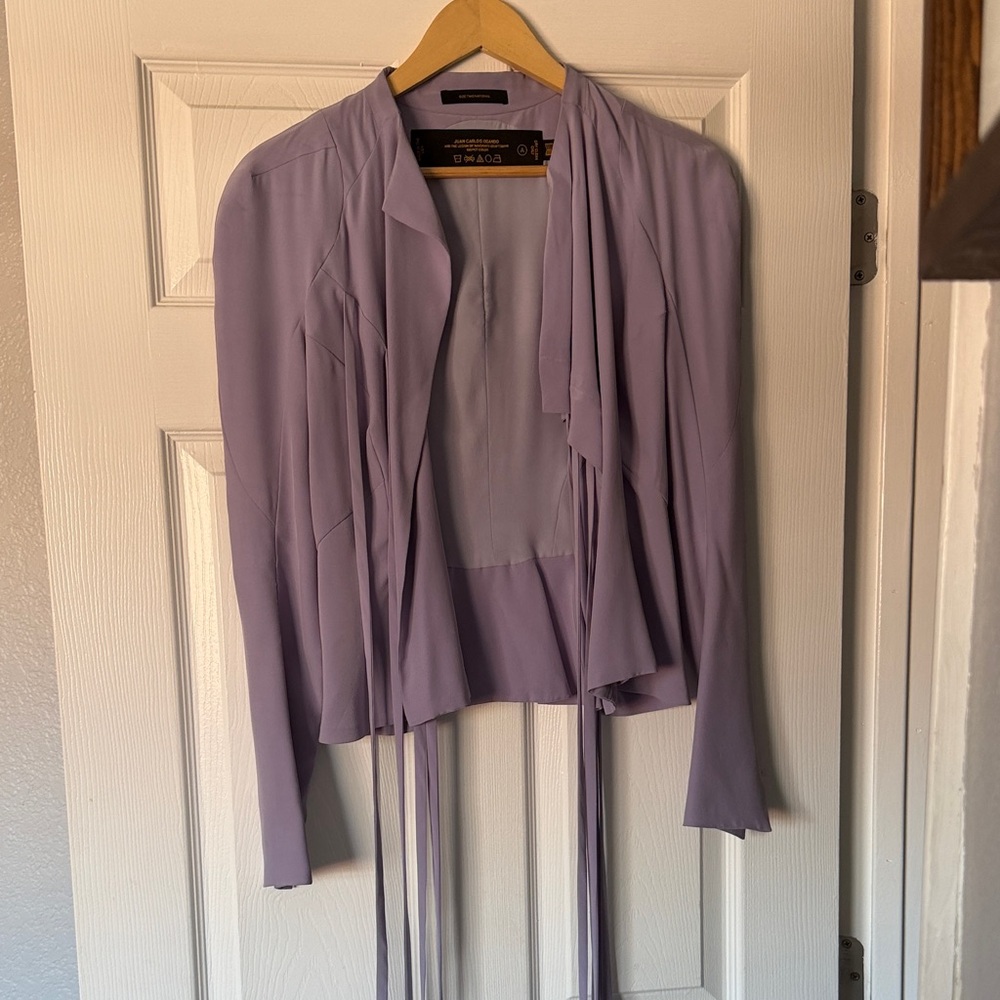 Juan Carlos Obando Lavender Open Front Cardigan